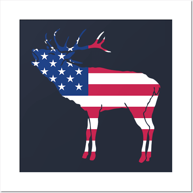 Patriotic Deer with the US Flag Wall Art by RJCatch